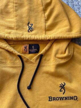 Browning Mustard Yellow Men's Pullover Hoodie with Black Logo